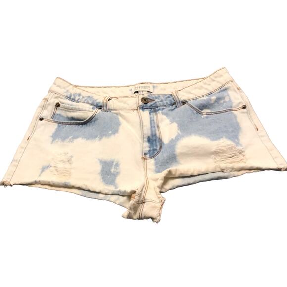 Forever 21 Denim Bleached Short Shorts Juniors Size 29 Premium Denim - Picture 1 of 6